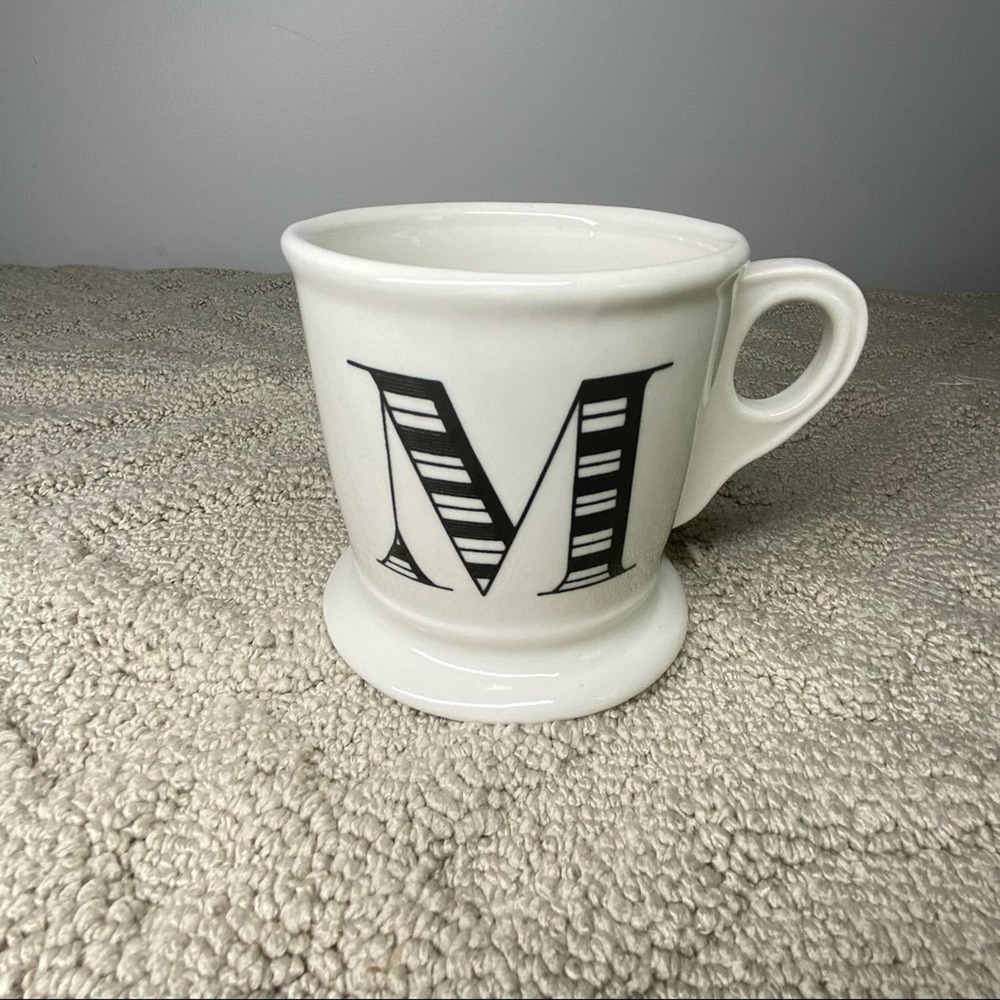 Anthropologie ‘M’ Monogrammed Stoneware Coffee Mug Black White